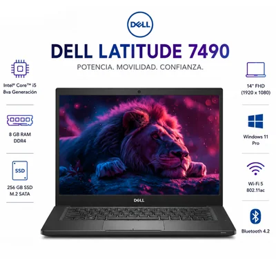 Laptop Dell Latitude 7490 14 Pulgadas Core i5 8GB RAM 256GB SSD Windows 11 Pro Reacondicionada