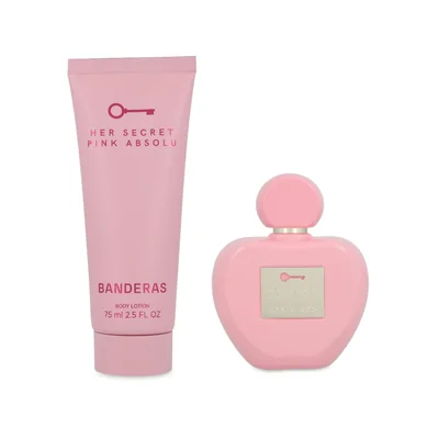 SET BANDERAS HER SECRET PINK ABSOLU 2PZS 80ML EDP SPRAY/ BODY LOTION 75ML