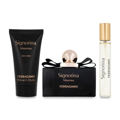 SET FERRAGAMO SIGNORINA MISTERIOSA 3PZS 100ML EDP SPRAY/ BODY LOTION 50ML/ 15ML EDP SPRAY