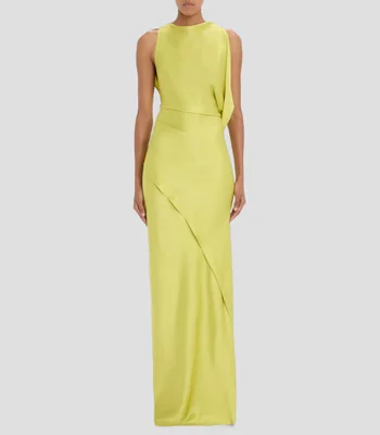 Vestido largo liso Mujer
