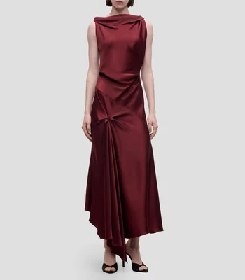 Vestido midi liso Mujer