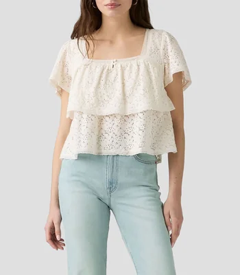 Blusa sólida manga corta Mujer