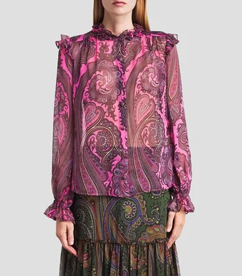 Blusa estampada manga larga Mujer