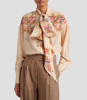 Blusa estampada manga larga Mujer