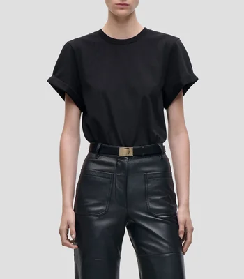 Playera cuello redondo manga corta lisa Mujer
