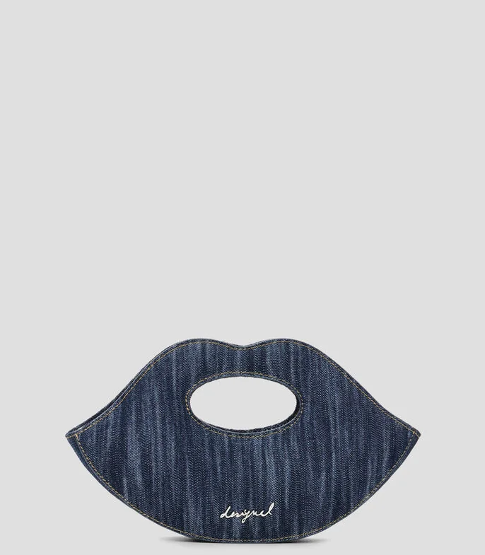 Bolsa crossbody Lips Denim deslavada Mujer