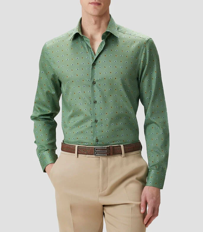 Camisa estampada manga larga Hombre
