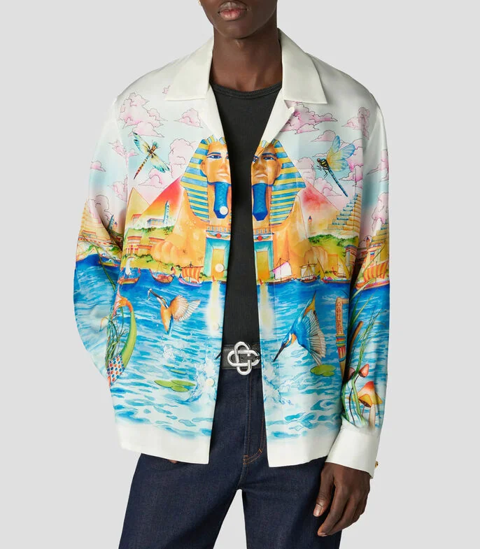 Camisa estampada manga larga Hombre