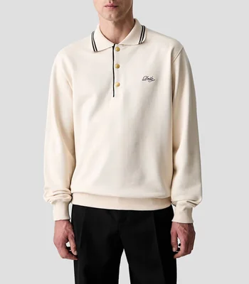Playera tipo polo manga larga lisa Hombre