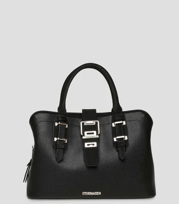 Bolsa satchel negra lisa Mujer