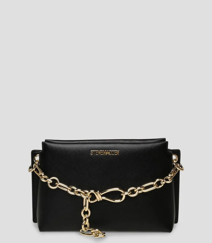 Bolsa crossbody negra con cadena Mujer