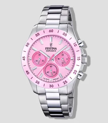 Reloj Unisex Ceramic Casual Plateado, Rosa