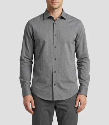 Camisa de vestir jaspeada manga larga Hombre