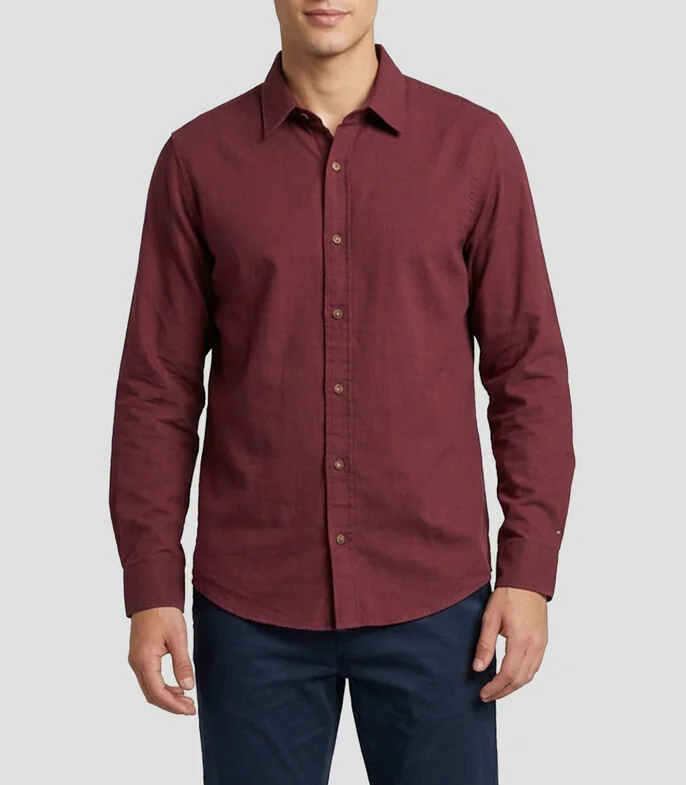 Camisa lisa manga larga Hombre