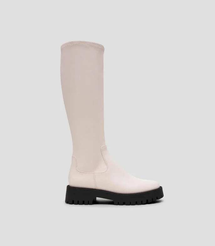 Botas casuales largas con tacón medio y cuadrado Mujer