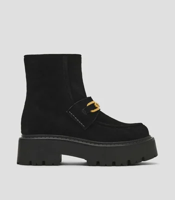 Botines con tacón bajo cuadrado Mujer
