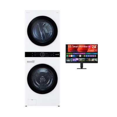 Bundle Torre de Lavado LG 22 Kg Monitor de 24