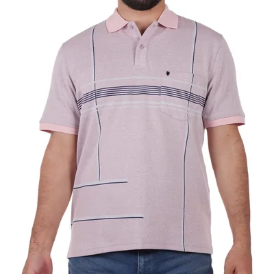 Playera Polo con Diseño Gráfico Rayas Yale para Hombre