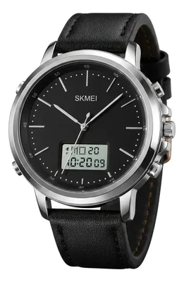 Reloj De Cuero Impermeable Luminoso Skmei Color Del Bisel Plateado Color Del Fondo Negro