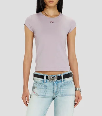 Playera cuello redondo manga corta lisa Mujer