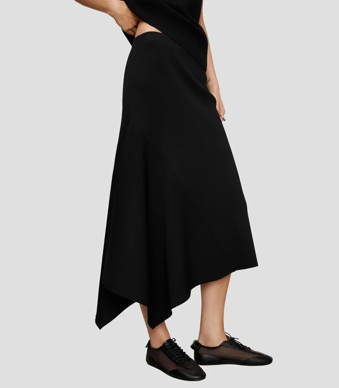 Falda midi de corte recto lisa Mujer