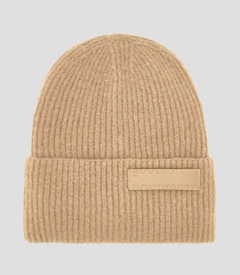 Gorro beanie en tejido de punto liso Mujer