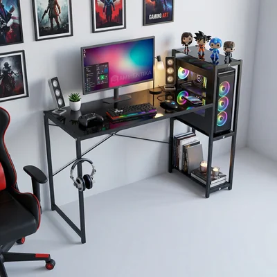 Escritorio Ambientika Modelo Jb Gamer Home Office 3 Repisa Moderno Minimalista