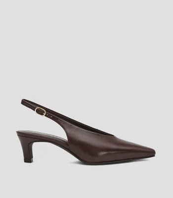 Zapatillas slingback con tacón medio y delgado Charlot en piel Mujer