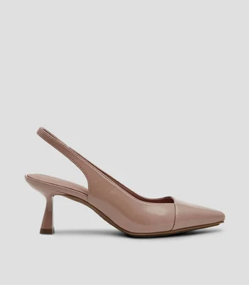 Zapatillas slingback con tacón medio y delgado Caprice en piel Mujer