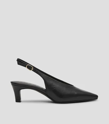 Zapatillas slingback con tacón medio y delgado Charlot en piel Mujer