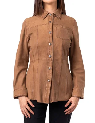 Camisa Rafinatto de piel manga larga para mujer