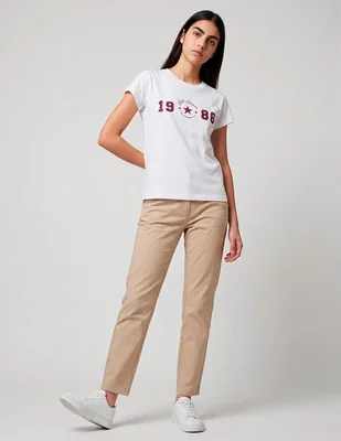 Playera manga al codo cuello redondo para mujer