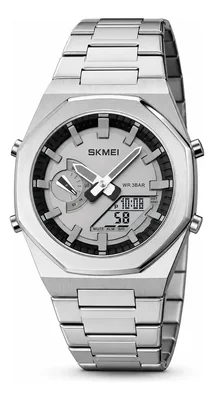 Reloj De Cuarzo Para Hombre Reloj Pulsera Impermeable 1816 Con Correa De Acero Inoxidable Color Plateado