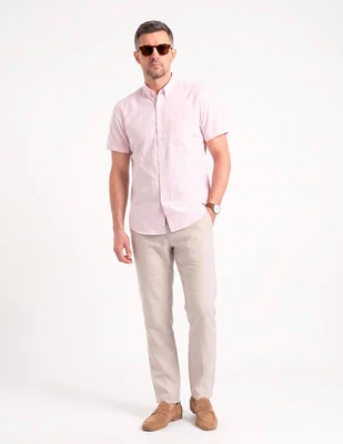 Camisa casual de algodón manga corta para hombre