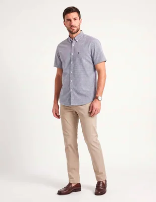 Camisa casual de algodón manga corta para hombre