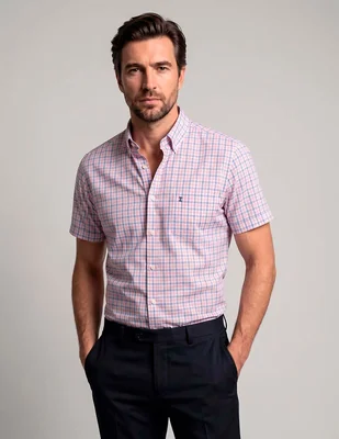 Camisa casual de algodón manga corta para hombre