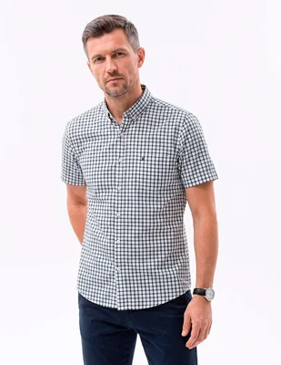 Camisa casual de algodón manga corta para hombre