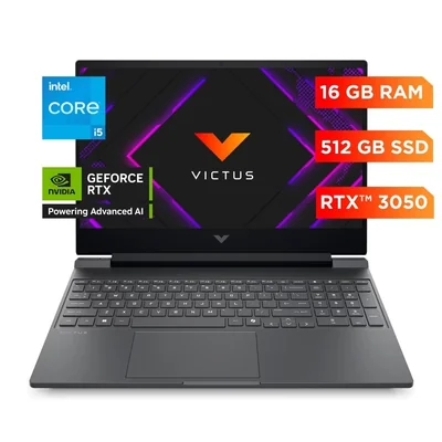Laptop HP Gaming Victus 15-fa2014la, Intel Core i5, 16 GB RAM, NVIDIA® GeForce RTX™ 3050, 512 GB SSD, 15.6" FHD, Windows 11 Home