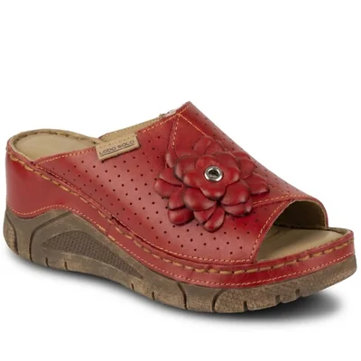 Sandalia Roja Mujer De Plataforma Lobo Solo 1384 +8cm Floral
