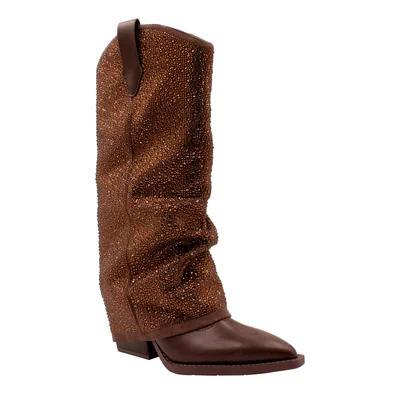 Bota Vaquera con Pedrería Efe Café para Mujer