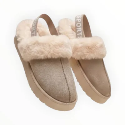 Pantufla Beige Con Resorte En Tobillo Mussi