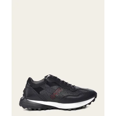 Tenis en Piel de Venado y Becerro para Hombre, Color Negro Franco Cuadra