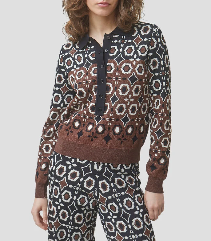 Blusa estampada con manga larga Mujer