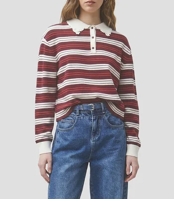 Blusa de rayas con manga larga Mujer