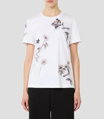 Blusa con estampado manga corta Mujer