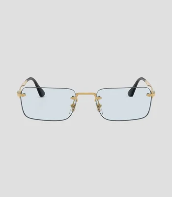 Lentes oftálmicos rectangulares dorado Unisex
