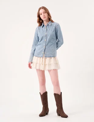 Blusa camisera manga larga para mujer