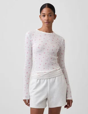 Playera manga larga cuello redondo para mujer