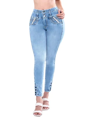 Jeans regular super skinny cintura alta para mujer