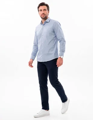 Camisa casual de algodón manga larga para hombre